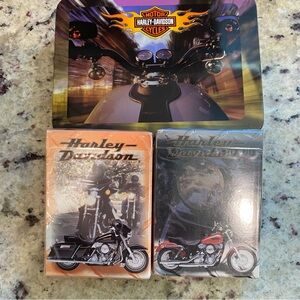 VINTAGE-sealed Harley-Davidson Motorcycle Playing Cards Set with case